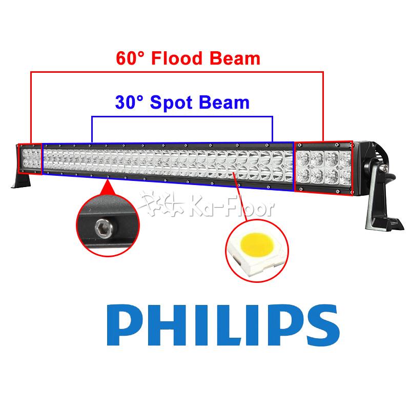 320W 42"INCH PHILIPS Led Light Bar Spot Flood Combo Driving ATV UTE SUV